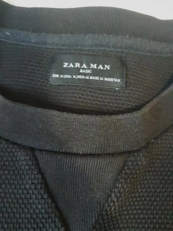 Suéter Zara homem preto texturizado gola redonda 38 – photo 8